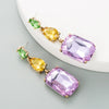 S925 Silver Needle Geometric Rhinestone Earrings For Women Fashionable Colored Diamond Style Large Statement Earrings