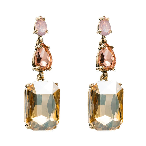 S925 Silver Needle Geometric Rhinestone Earrings For Women Fashionable Colored Diamond Style Large Statement Earrings
