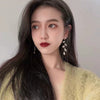 S925 Silver Needle Long Leaf Tassel Earrings With Zircon For Women Alloy Material With Electroplating Treatment