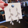 S925 Silver Needle Long Leaf Tassel Earrings With Zircon For Women Alloy Material With Electroplating Treatment