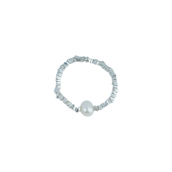 S925 Silver Pearl Ring Purely Handmade Unisex Fashionable Highend Niche Jewelry