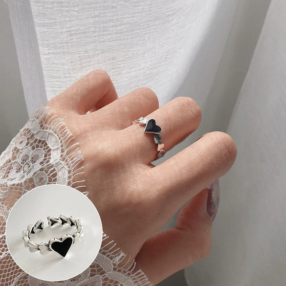 S925 Silver Plated Wide Brimmed Retro Fashion Heavy Industry Geometric Wave Open Finger Ring For Women Copper Material With Electroplating