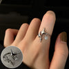 S925 Silver Plated Wide Brimmed Retro Fashion Heavy Industry Geometric Wave Open Finger Ring For Women Copper Material With Electroplating