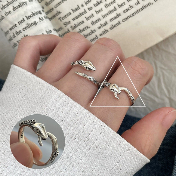 S925 Silver Plated Wide Brimmed Retro Fashion Heavy Industry Geometric Wave Open Finger Ring For Women Copper Material With Electroplating