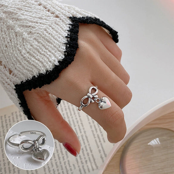 S925 Silver Plated Wide Brimmed Retro Fashion Heavy Industry Geometric Wave Open Finger Ring For Women Copper Material With Electroplating