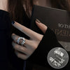 S925 Silver Plated Wide Brimmed Retro Fashion Heavy Industry Geometric Wave Open Finger Ring For Women Copper Material With Electroplating