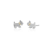 S925 Silver Puppy Earrings With Zircon Inlay And Platinum Electroplating