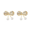 S925 Silver Rhinestone Bow Ear Studs For Women With Geometric Patterns Elegant And Sweet