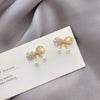 S925 Silver Rhinestone Bow Ear Studs For Women With Geometric Patterns Elegant And Sweet