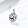 S925 Silver Round Pendant Necklace With Moissanite Inlay Electroplated Geometric Clavicle Chain For Women