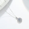 S925 Silver Round Pendant Necklace With Moissanite Inlay Electroplated Geometric Clavicle Chain For Women