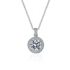 S925 Silver Round Pendant Necklace With Moissanite Inlay Electroplated Geometric Clavicle Chain For Women