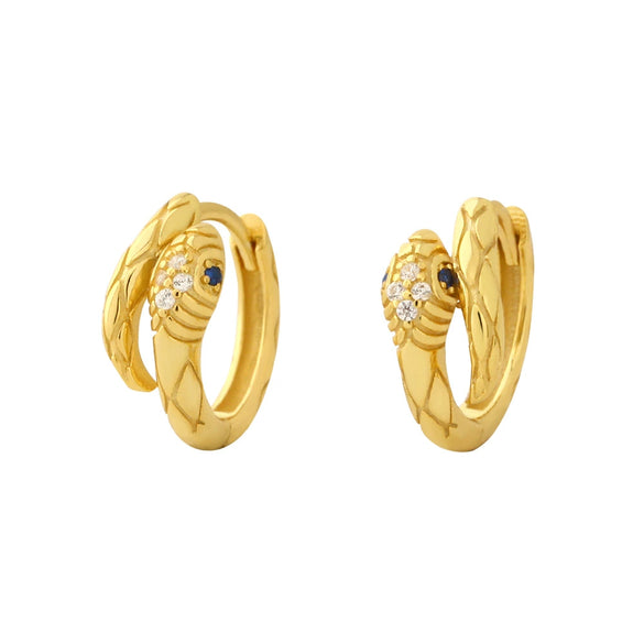 S925 Silver Snake Zircon Electroplated Unisex Earrings