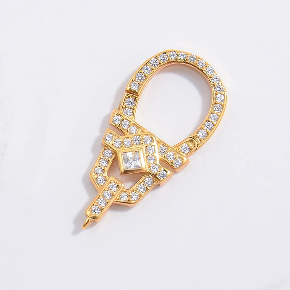S925 Silver Square Buckle Zirconia Fashion Connection Buckle For Bracelet Necklace