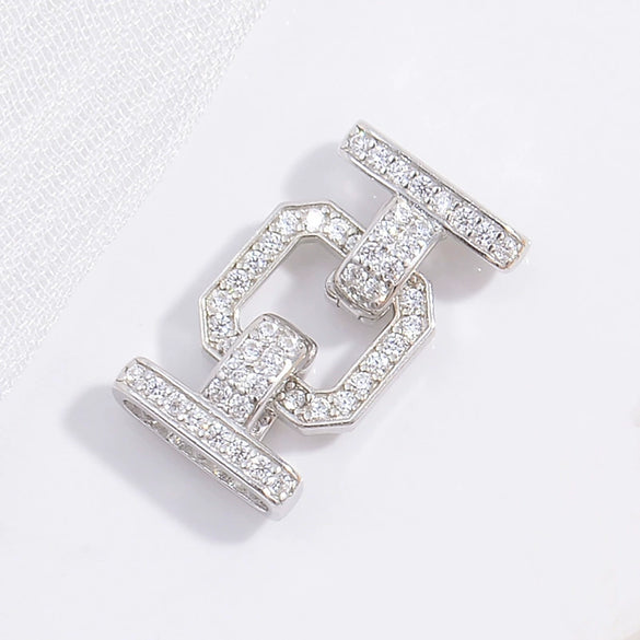 S925 Silver Square Buckle Zirconia Fashion Connection Buckle For Bracelet Necklace