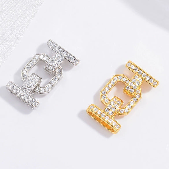 S925 Silver Square Buckle Zirconia Fashion Connection Buckle For Bracelet Necklace