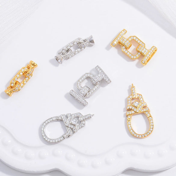 S925 Silver Square Buckle Zirconia Fashion Connection Buckle For Bracelet Necklace