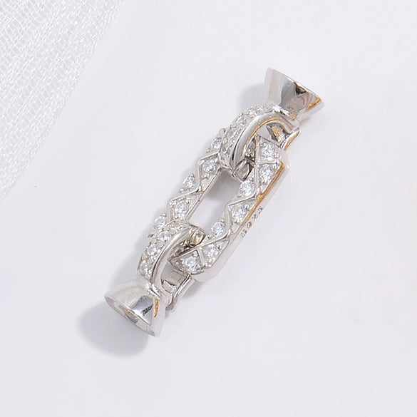 S925 Silver Square Buckle Zirconia Fashion Connection Buckle For Bracelet Necklace