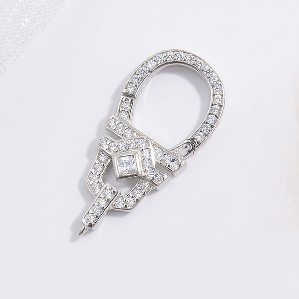 S925 Silver Square Buckle Zirconia Fashion Connection Buckle For Bracelet Necklace