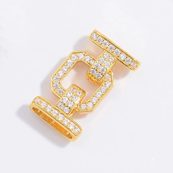 S925 Silver Square Buckle Zirconia Fashion Connection Buckle For Bracelet Necklace