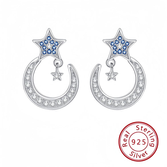 S925 Silver Star Shape Diamond Encrusted Women's Earrings Light Luxury Style
