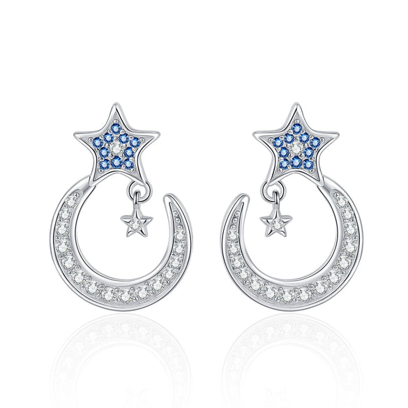 S925 Silver Star Shape Diamond Encrusted Women's Earrings Light Luxury Style