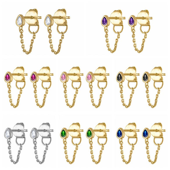 S925 Silver Water Drop Zircon Punk Earrings For Women