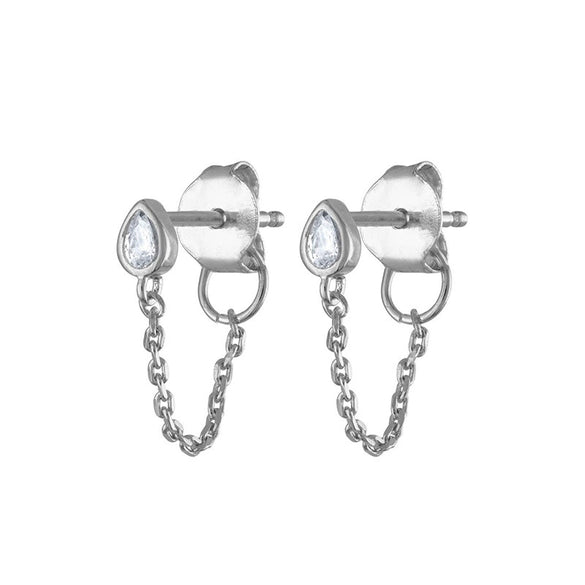 S925 Silver Water Drop Zircon Punk Earrings For Women