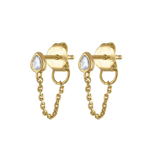 S925 Silver Water Drop Zircon Punk Earrings For Women