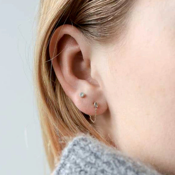 S925 Silver Water Drop Zircon Punk Earrings For Women