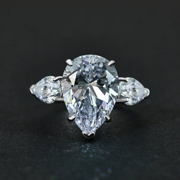 S925 Silver Water Drops High Carbon Diamond Simple Personality Ring For Women Jewelry