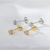 S925 Silver Women's Mini Elegant Single Diamond Ear Piercing Earrings With Geometric Style