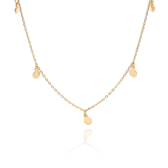 S925 Sterling Silver  Light Luxury Round Necklace Women's All  Match Personalized Gold Short Simple Stacked Clavicle Chain