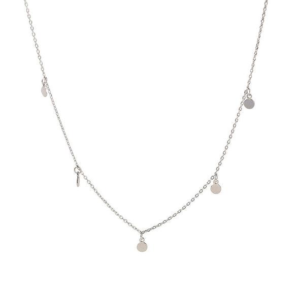 S925 Sterling Silver  Light Luxury Round Necklace Women's All  Match Personalized Gold Short Simple Stacked Clavicle Chain