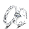 S925 Sterling Silver Adjustable Couple Rings Simple Geometric Antler Design Electroplated Matching Ring Set For Men And Women