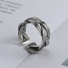S925 Sterling Silver Adjustable Open Ring With Winding Wave Pattern Geometric Retro Design Unisex Fashion Jewelry