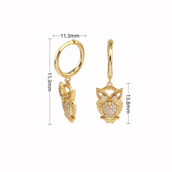 S925 Sterling Silver Animal Shape Owl Earrings French Retro Creative Design