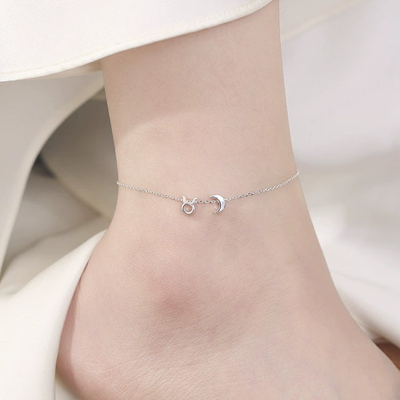 S925 Sterling Silver Anklet With Star Shape And Constellation Pattern Electroplated Jewelry
