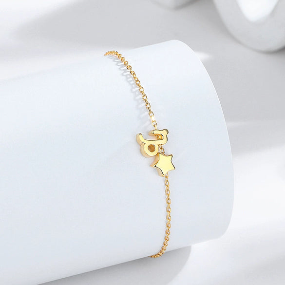 S925 Sterling Silver Anklet With Star Shape And Constellation Pattern Electroplated Jewelry