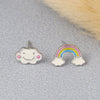S925 Sterling Silver Asymmetric Rainbow Cloud Stud Earrings For Women Simple Geometric Electroplated Earrings