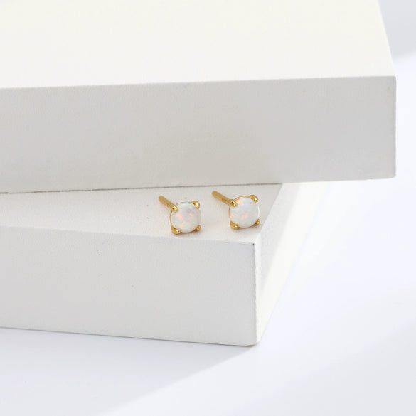 S925 Sterling Silver Australian Gemstone Women's Mini Cute Artistic Fresh Colorful Simple Allmatch Ushape Earrings With Electroplating