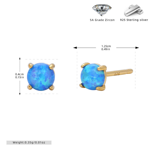 S925 Sterling Silver Australian Gemstone Women's Mini Cute Artistic Fresh Colorful Simple Allmatch Ushape Earrings With Electroplating