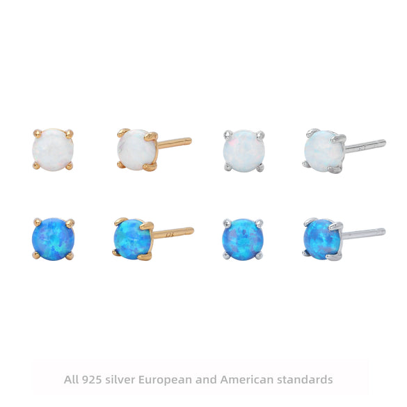 S925 Sterling Silver Australian Gemstone Women's Mini Cute Artistic Fresh Colorful Simple Allmatch Ushape Earrings With Electroplating