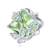 S925 Sterling Silver Beaded Leaf Clover Rose Pendant Diy Bracelet Jewelry Accessories With Epoxy Process