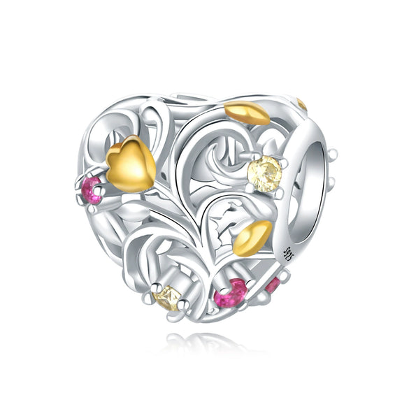 S925 Sterling Silver Beaded Leaf Clover Rose Pendant Diy Bracelet Jewelry Accessories With Epoxy Process