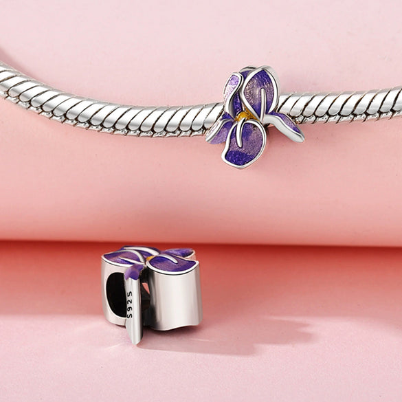 S925 Sterling Silver Beaded Leaf Clover Rose Pendant Diy Bracelet Jewelry Accessories With Epoxy Process