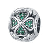 S925 Sterling Silver Beaded Leaf Clover Rose Pendant Diy Bracelet Jewelry Accessories With Epoxy Process