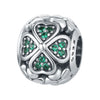 S925 Sterling Silver Beaded Leaf Clover Rose Pendant Diy Bracelet Jewelry Accessories With Epoxy Process