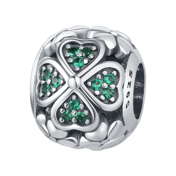 S925 Sterling Silver Beaded Leaf Clover Rose Pendant Diy Bracelet Jewelry Accessories With Epoxy Process