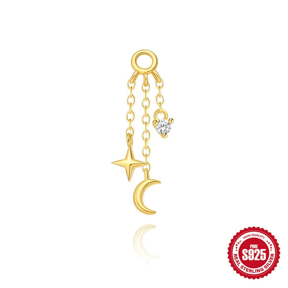 S925 Sterling Silver Beads Pendant Earrings With Diamond Zircon Simple Style Geometric Shape Eight Eyes Pattern Electroplating Processing